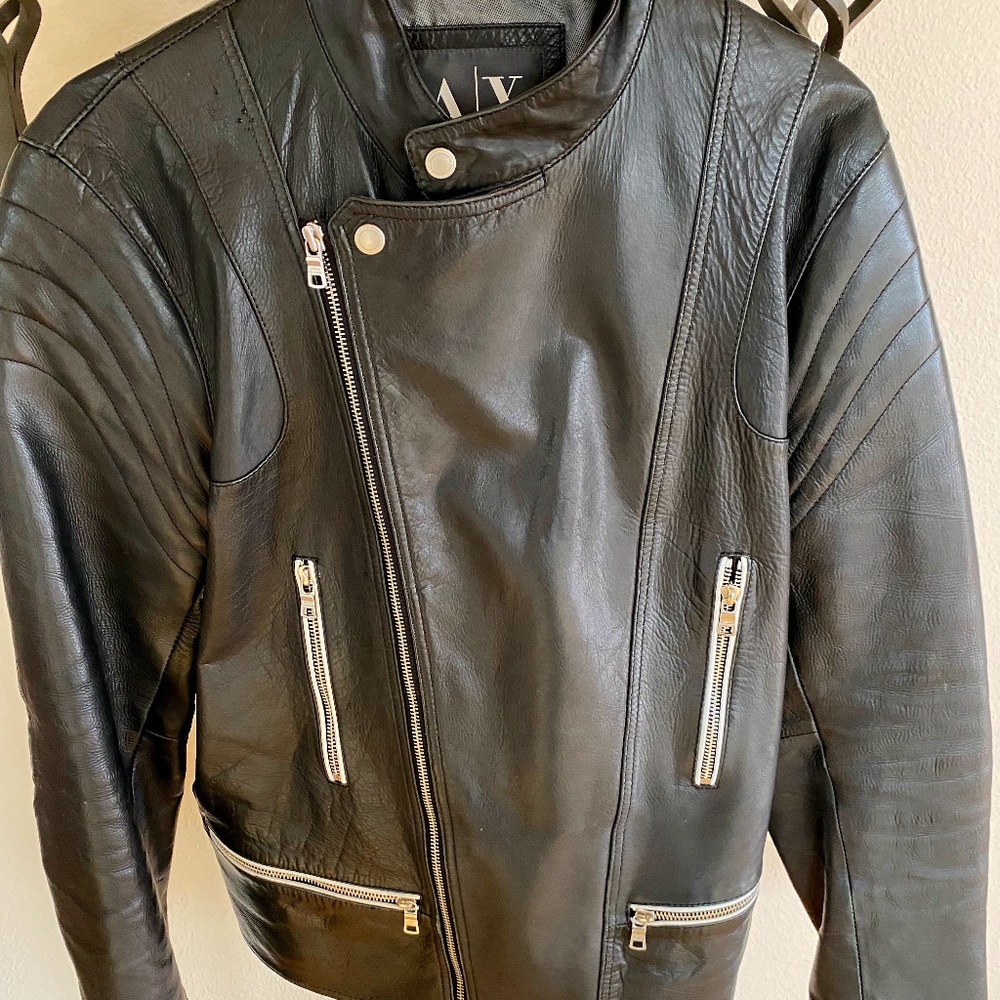 Armani Exchange Soft Leather Biker Jacket